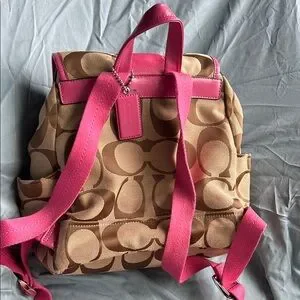 Vintage Coach Brown and Pink Backpack Coach | Bags | Vintage Coach Brown And Pink Backpack | Poshmark main image 3